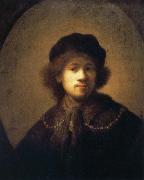 REMBRANDT Harmenszoon van Rijn Self-Portrait with Beret and Gold Chain oil painting reproduction